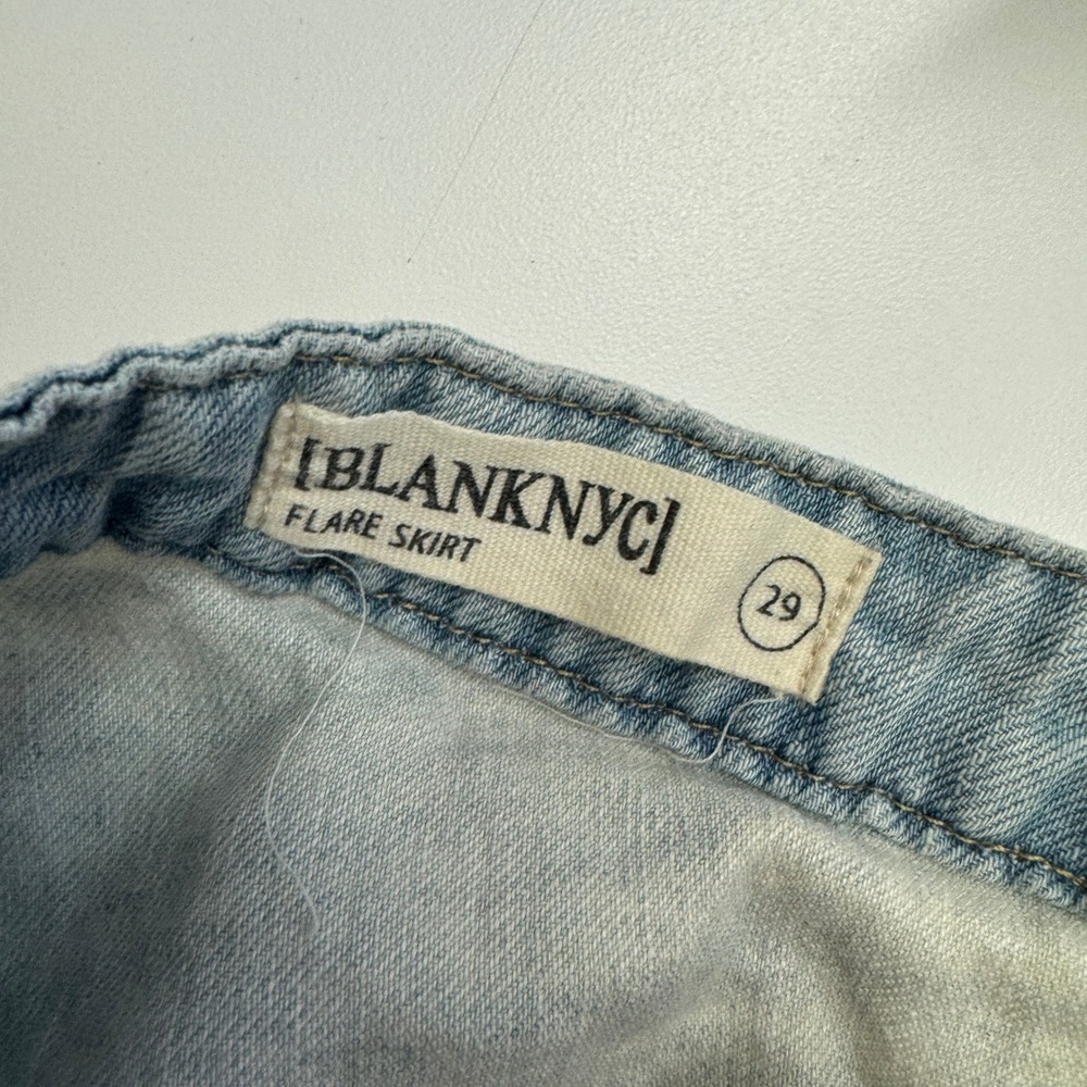 BLANKNYC Skirt Womens 29 Light Blue Flare Denim Linen Blend Button Front Midi - Picture 5 of 8